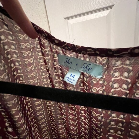 She + Sky Patterned Red Cover up Dress Size M - Picture 2 of 3